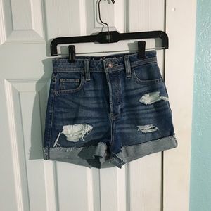 Blue jean ultra high waisted shorts